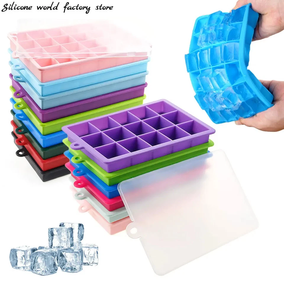 24/15 Grid Silicone Ice Tray w/ Lid – Whiskey, Cold Drinks, Kitchen Tool - Image 2 of 4