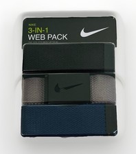 NIKE 3-IN-1 Golf Web Belt Pack Black Gray Blue Fits Men Up To Size 42   Sporty
