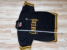 VTG NIKE LOS ANGELES LAKERS BLACK 1957 REWIND WARM UP SHIRT JERSEY L