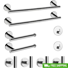 Stainless Steel Bathroom Hardware Set Towel Bar Toilet Paper Holder Hooks Set US