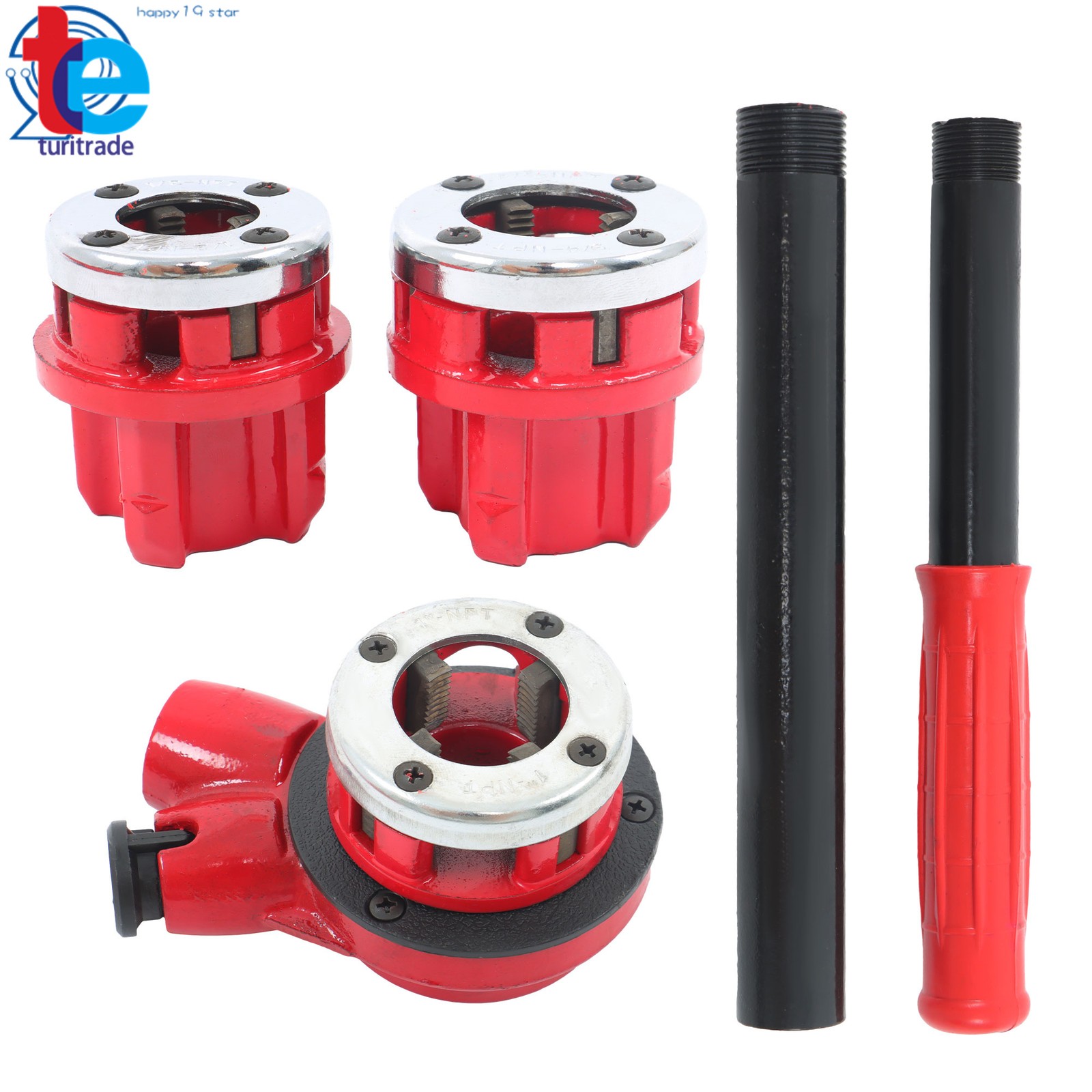 Pipe Threader 1/2" 3/4" 1" NPT Pipe Threading Tool Manual Ratchet With 3 Dies