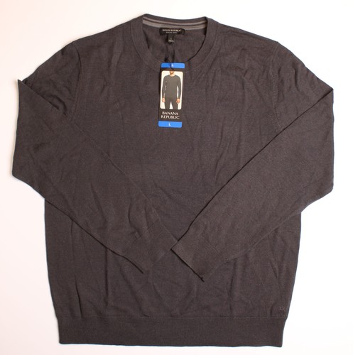 Banana Republic Men's Merino Wool Sweater Gray NEW Crew Neck Pullover