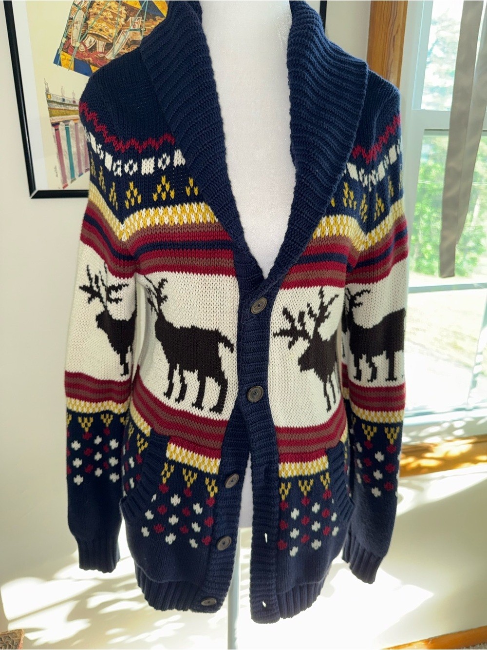 O’Hanlon Mills Fair Isle Moose Cardigan image 2