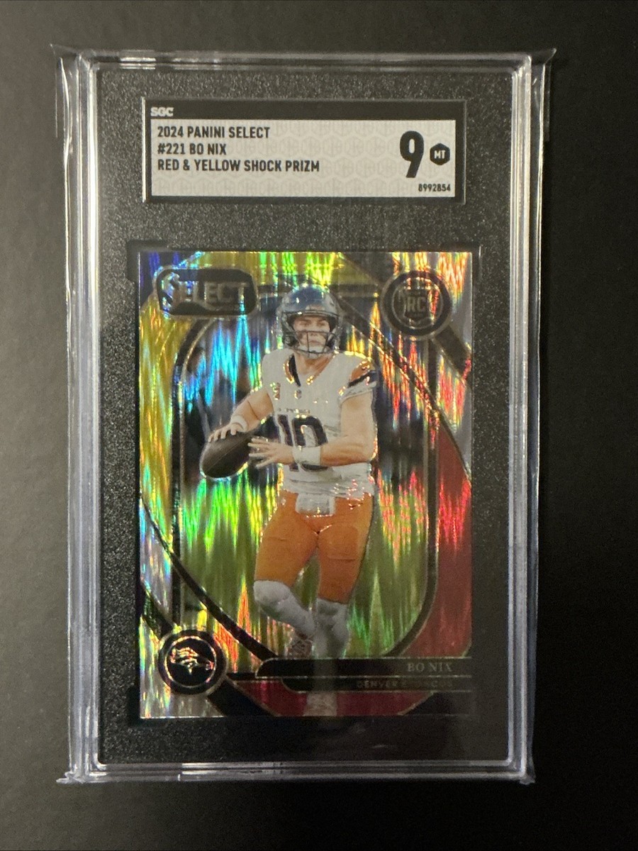 2024 Panini Select - Club Level Bo Nix #221 Red & Yellow Shock