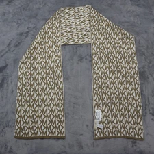 Michael Kors Scarf Womens Tan White Casual Lightweight Rectangle Logo MK