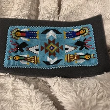 Vintage Native American Beaded Wallet Leather Pictorial Native American Design