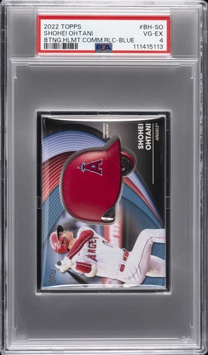 2022 TOPPS BATTING HELMET COMM RELICS BLUE #BH-SO SHOHEI OHTANI PSA 4