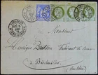 LETTER SAGE 25C + 3 N°50 CAD 1876 TOULOUSE FOR BISCHWILLER LOWER RHIN