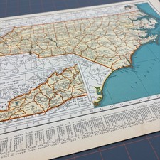 Map of North Carolina 1940s Original Atlas Map