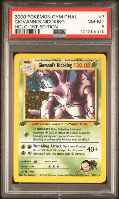 2000 Pokemon Gym Challenge 1st Edition Giovanni's Nidoking #7/132 PSA 8