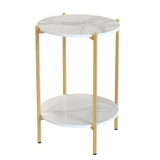 2-Tier round Coffee End Tables Sofa Side Table Plant Stand with Storage Shelf Me