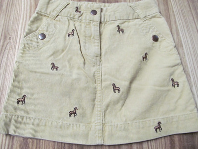 Crewcuts Girls Tan Corduroy Embroidered Horse Skirt Size 6