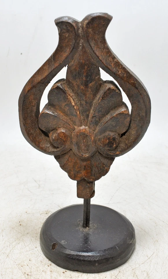 Panel de talla floral de madera tallado a mano sobre soporte Foto 3 de 4