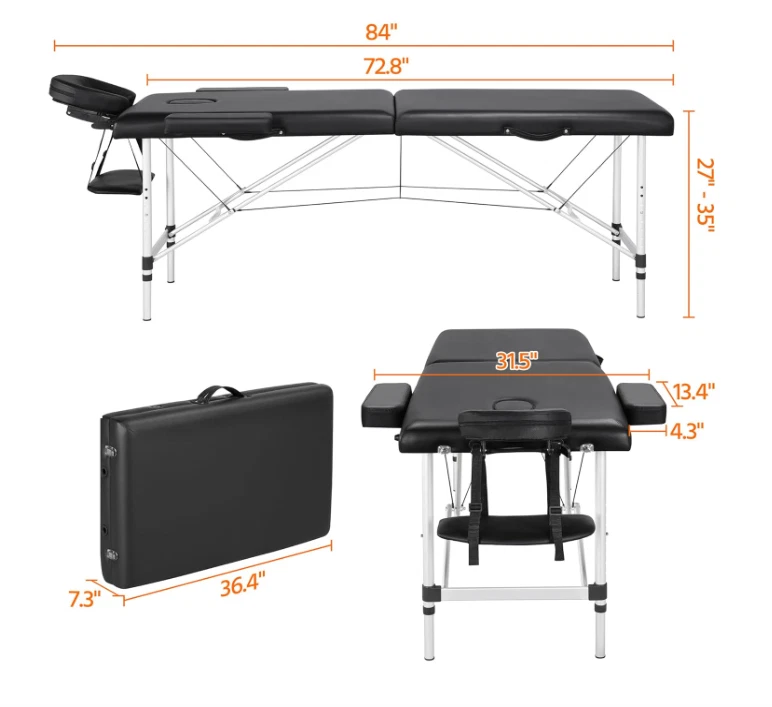 Cama De Masaje Portátil Profesional Aluminio Camilla Plegable Con Bolsa NUEVO US Foto 3 de 4