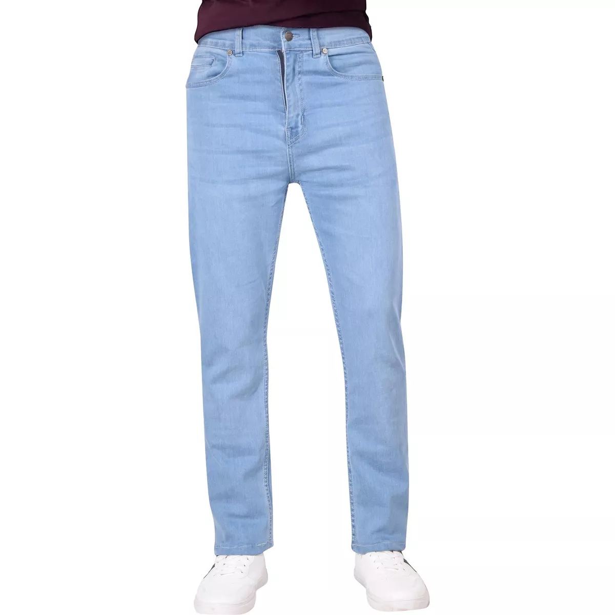 Mens Denim Jeans Straight Fit Boot Cut Light Blue Jeans Comfort Fit Loose Pants