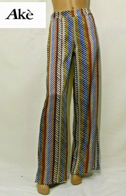 PANTALONI DONNA AKE' art.DONATELLO A PALAZZO tessuto FANTASIA morbido  leggero | eBay