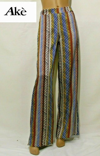PANTALONI DONNA AKE' art.DONATELLO A PALAZZO tessuto FANTASIA morbido  leggero | eBay