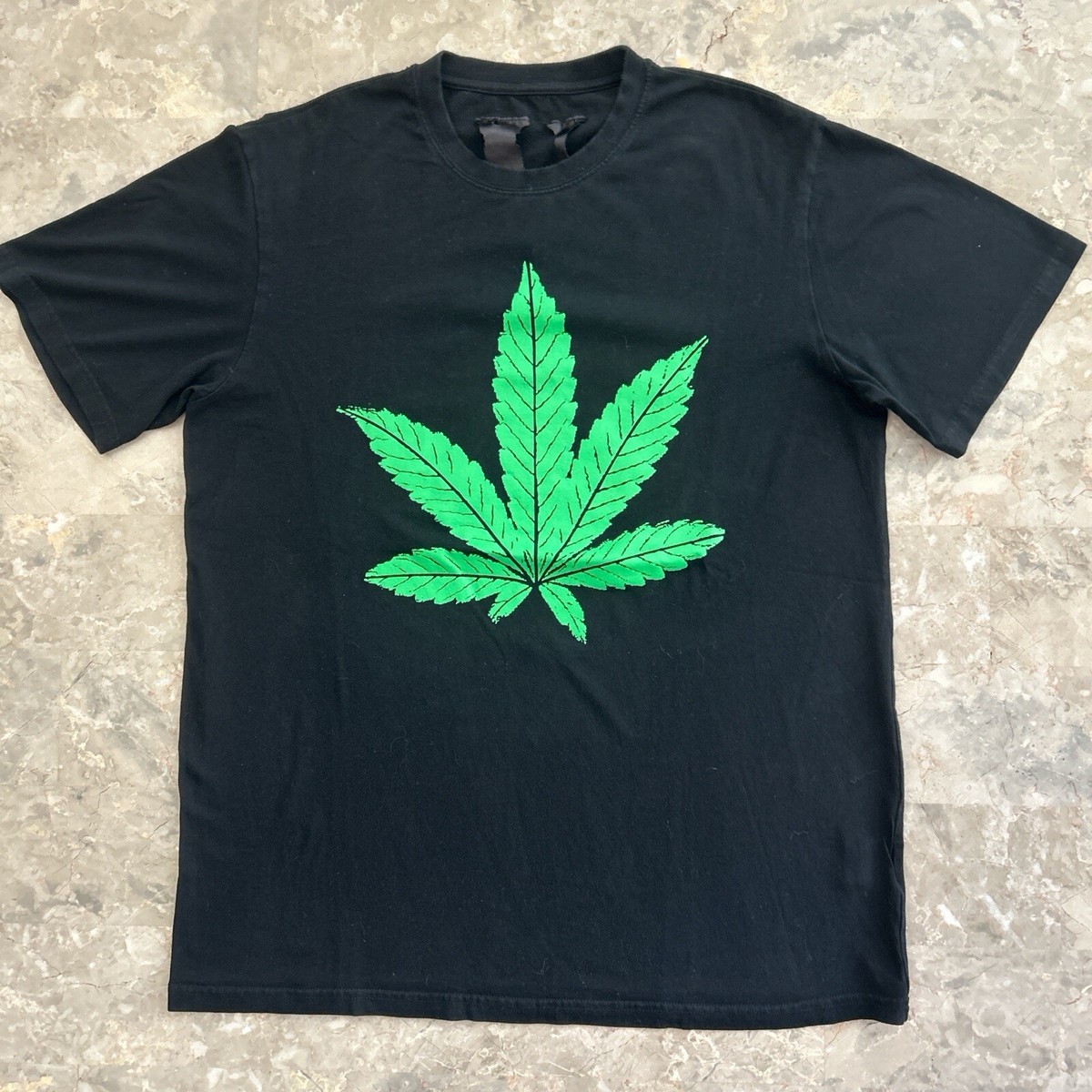 Vintage VLONE Melrose 420 Weed Leaf Logo Tee Black XXL Fits Medium