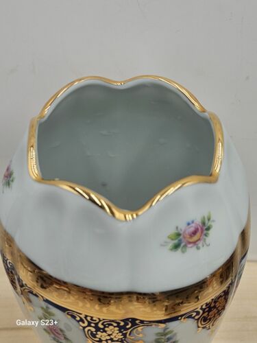 Vtg.Limoges Vase France 22 C Gilded 6" Porcelaine Imperia Cite Royal XVIII - Picture 3 of 5