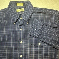 Vintage 90s LL Bean Button Down Flannel Shirt Blue Men s 16.5-36 Made in USA