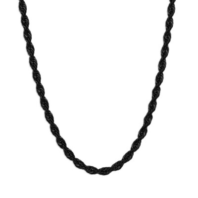 Black Rhodium Sterling Silver Italian Rope Chain Mens 925 Necklace 2mm  16''-30'' - Main Image