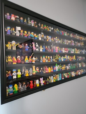 Minifigures Display Case Black 200 Pcs LEGO Figurines Wood Cabinet With  Plates