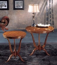 TAVOLINO ROTONDO INGLESE IN LEGNO PIANO INTARSIATO A SCACCHI NOCE 2 MISURE 849