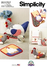 Simplicity R11757 Farmhouse Chicken Tea Cozy, Basket, Pot Holder, Trivet S9773