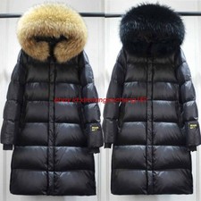 New warm women winter down jacket black puffer coats + big real fur collar Parka