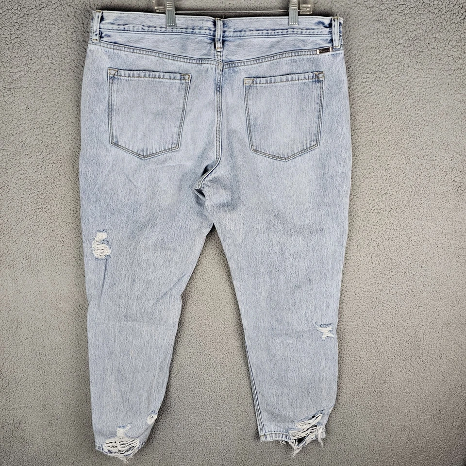 Jean KanCan no elástico tiro alto rasgado novio dobladillo crudo algodón talla 32 Foto 2 de 4