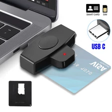 USB C Smart Card Reader, DOD Military CAC Common Access-Bank, for Windows Mac OS