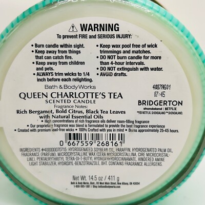 Bath & Body Works Bridgerton Queen Charlotte's Tea Large Scented 3