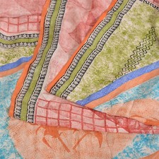 Sanskriti Vintage Sarees Red 100 Pure Crepe Silk Printed Sari 5Yd Craft Fabric