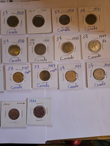 28 LOT OF CANADA 5 CENT COINS 1924 - 1952 IN 2x2 LQQK - Picture 2 of 6