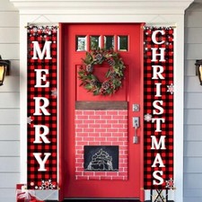 Ivenf Christmas Decorations Outdoor Yard Front Porch Sign Set, Red Black Buffalo