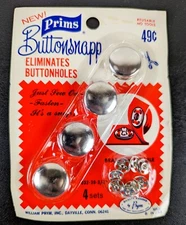 Vintage Prims Buttonsnap No More Buttonholes! 032-36- 7/8. MCM 1950s 4 Sets