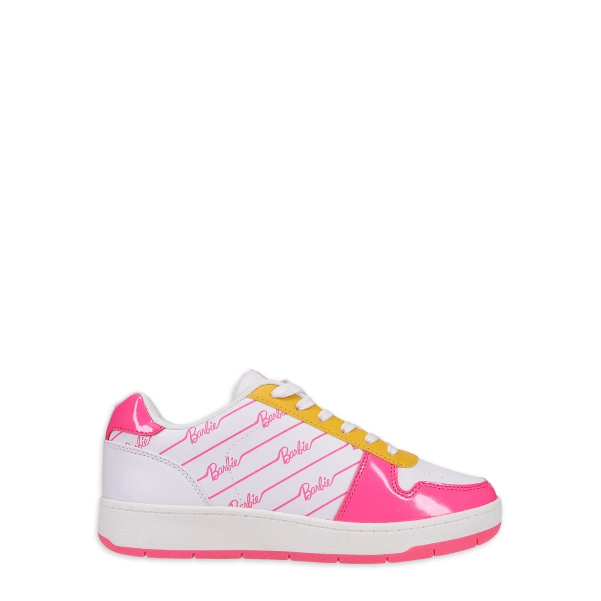 Barbie by Mattel Women's Casual Court Sneaker Shoe, Pink/White