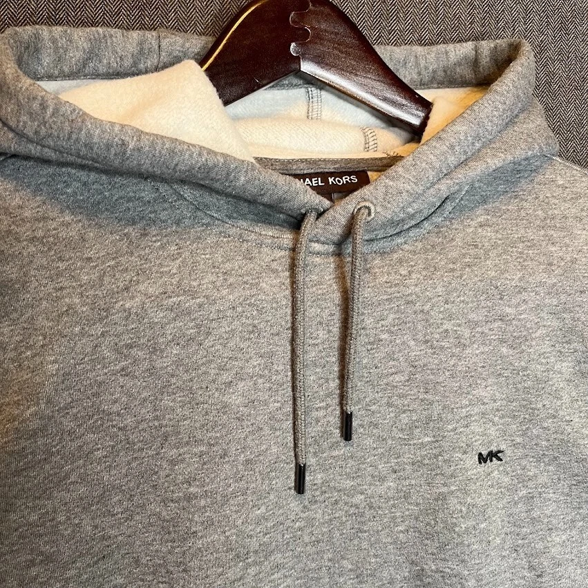 Michael Kors Felpa con Cappuccio Donna Piccola Grigio Ricamato Pullover Tasca