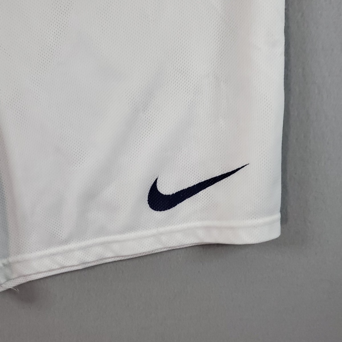 Vtg Y2K White Nike Blue Spellout @ Back Shorts Mesh Gym Mens