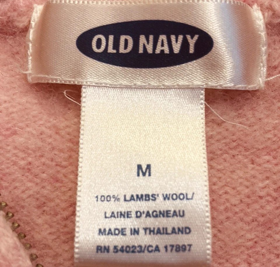 Suéter con Capucha Tejido 100% Lana Cordero Rosa Azul Marino Niñas Talla M 14x18 Cremallera Completa Foto 3 de 4