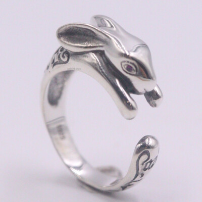 Echt 925 Sterlingsilber Ring 8 mm Sternzeichen Hasenkopf Herren Damen Bandring US 8