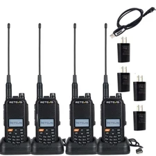 4Pack Retevis A1 5W GPS IP67 Waterproof 2200mAh Ham Handheld Walkie Talkie + USB
