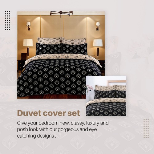 220TC 100% Egyptian Cotton Duvet Cover Set with Matching Pillowcases – All Sizes - Picture 31 of 81