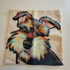 17 x 17" Cushion COVER Schnauzer Dog Puppy Decorative Throw Pillow Case Colorful