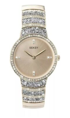 SEKSY Rocks Ladies Watch Rose Gold Case Brass Bracelet