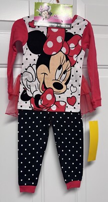 Minnie Mouse Girls Size 2T Cotton Sleepwear 2 Piece with Tutu Disney NWT