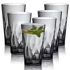 Unbreakable Plastic Drinking Glasses Set of 6 Shatterproof Drinking Cups P