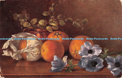 R386953 Stillleben Dornen blau Blumen und Orangen Raphael Tuck and Sons Serie 3