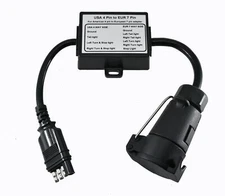 Trailer Light Converter Adapter 4-Way Flat Connector to 7-Way Plug Euro Trailer