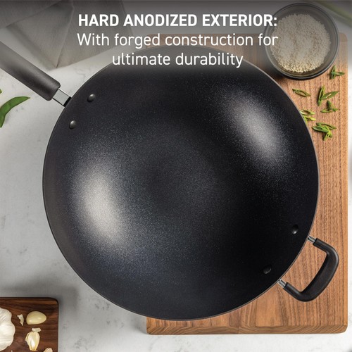 T-fal Ultimate Hard Anodized Nonstick Wok 14", Safe 350F, Non Stick Stir-Fry - Picture 6 of 6